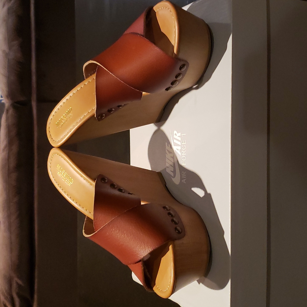 Tan wedges heels
